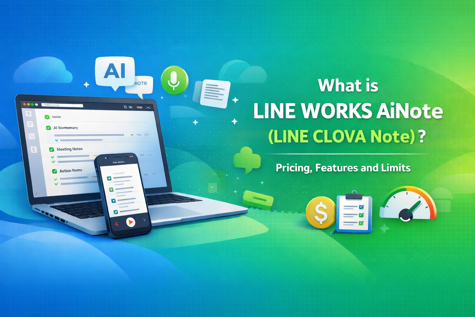 カバー画像:What is LINE WORKS AiNote (LINE CLOVA Note) ? : Pricing, Features and Limits