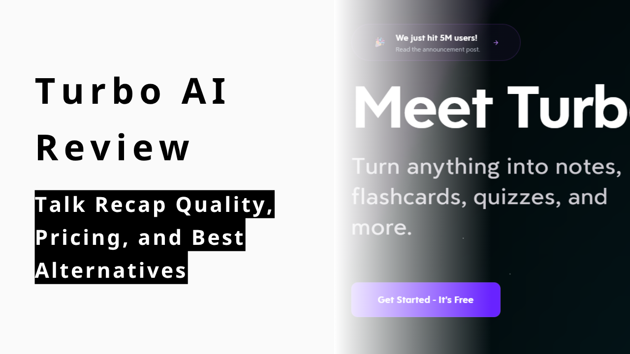 カバー画像:Turbo AI (TurboLearn) Review 2026: Talk Recap Quality, Pricing, and Best Alternatives